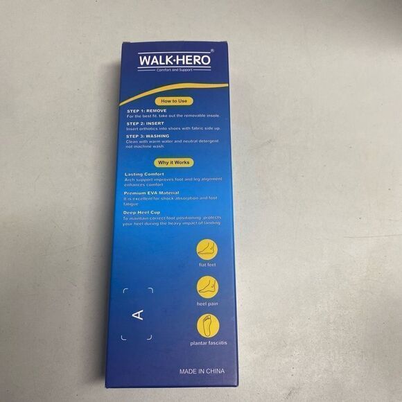 WALK HERO Arch Support Insoles Orthotics‎ Men’s Size 4 -4.5 Women’s Size 5.5-6 - Picture 2 of 5
